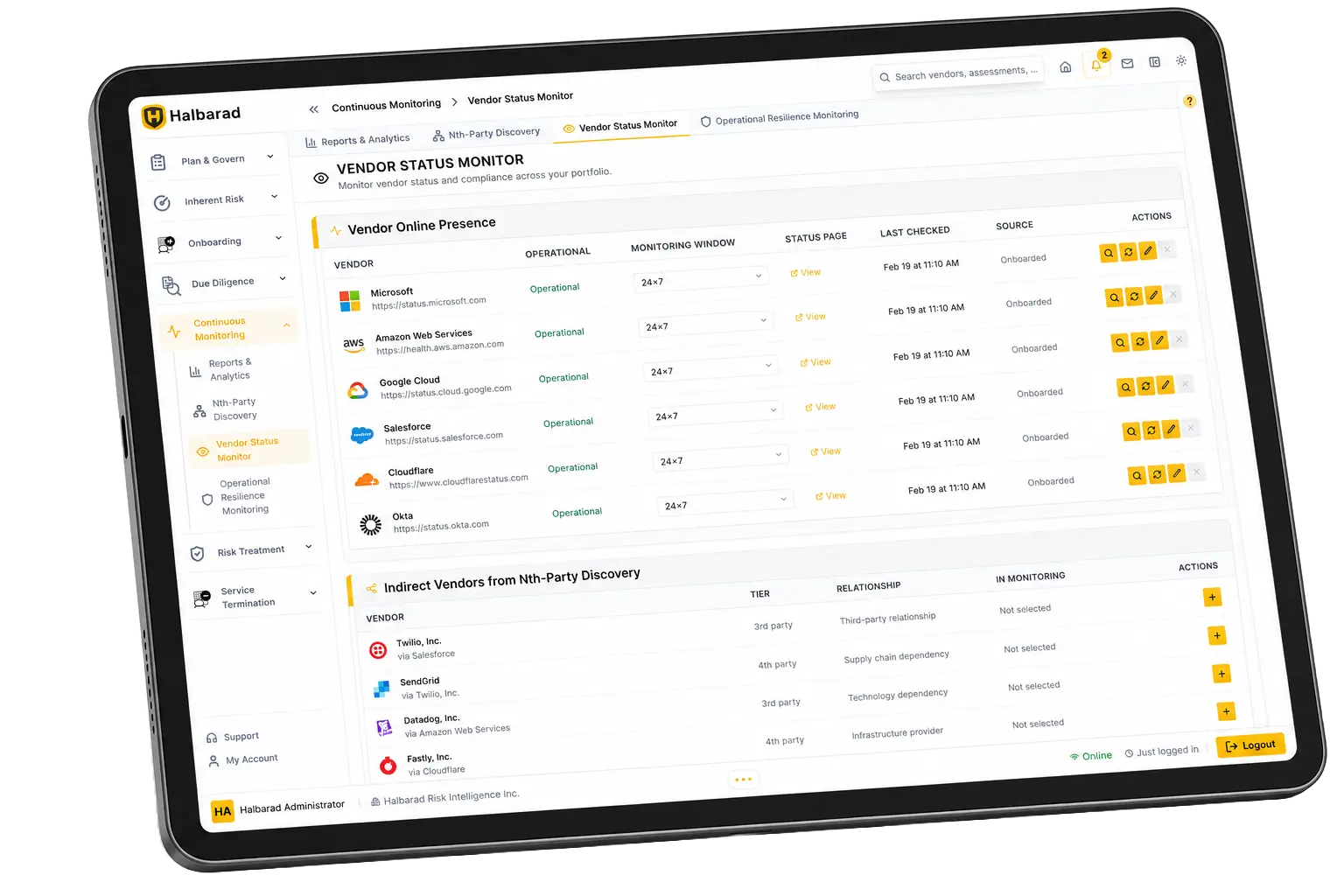CONTINUOUS MONITORING product screen